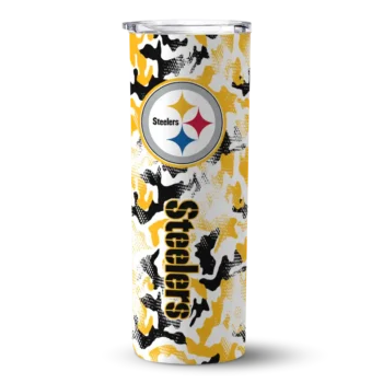 Pittsburgh Steelers Skinny Tumbler - Custom Claw Marks Gold White