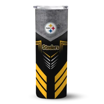 Pittsburgh Steelers Skinny Tumbler - Custom Hexagon Honeycomb Gold Black