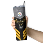 custom-pittsburgh-steelers-hexagon-honeycomb-gold-black-skinny-tumbler-best-selling.webp