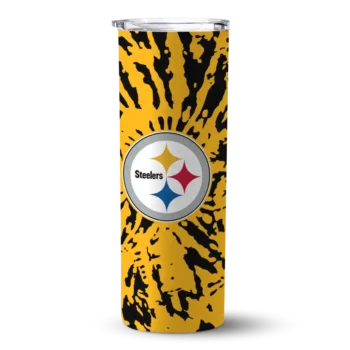 Pittsburgh Steelers Skinny Tumbler - Custom Metallic Grid Gold
