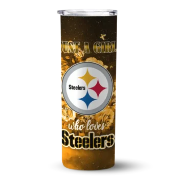 Pittsburgh Steelers Skinny Tumbler - Custom Rose Romance Gold Black