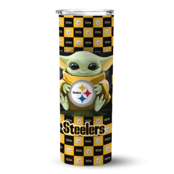 Pittsburgh Steelers Skinny Tumbler - Custom Yoda Cozy Gold Black
