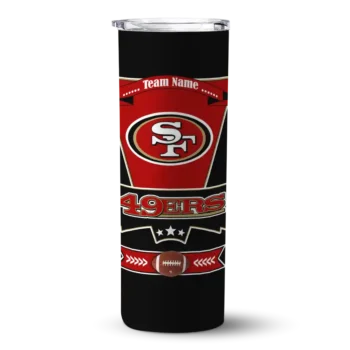 San Francisco 49ers Skinny Tumbler - Custom Helmet Belt Red Black