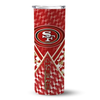 San Francisco 49ers Skinny Tumbler - Custom Monogram Burst Red White