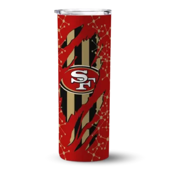 San Francisco 49ers Skinny Tumbler - Custom Star Pop Red Black