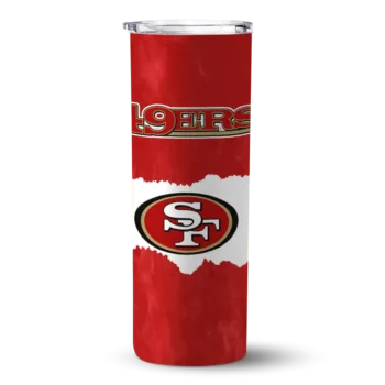 San Francisco 49ers Skinny Tumbler - Custom Torn Band Red White
