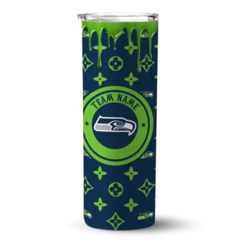 Seattle Seahawks Skinny Tumbler - Custom Camo Streak Blue
