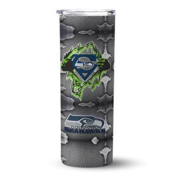 Seattle Seahawks Skinny Tumbler - Custom Chevron V Blue Gray