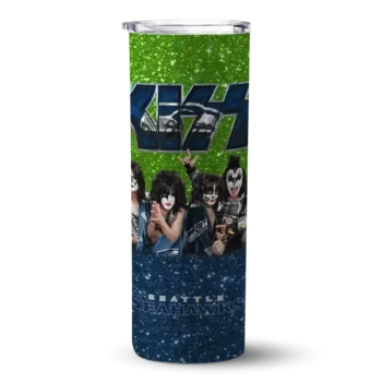 Seattle Seahawks Skinny Tumbler - Custom Kiss Band Green
