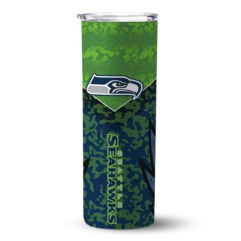 Seattle Seahawks Skinny Tumbler - Custom Spiral Burst Print Blue