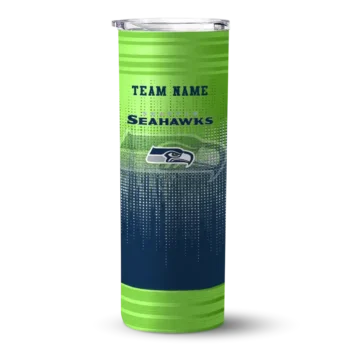 Seattle Seahawks Skinny Tumbler - Custom Swirl Texture Blue