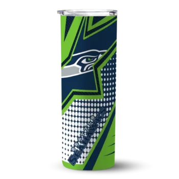 Seattle Seahawks Skinny Tumbler - Custom Web Stripes Blue White