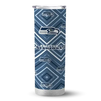 Seattle Seahawks Skinny Tumbler - Custom Zipper Leopard Blue