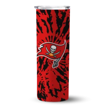 Tampa Bay Buccaneers Skinny Tumbler - Custom Metallic Grid Red