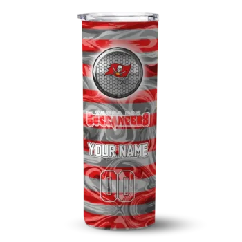 Tampa Bay Buccaneers Skinny Tumbler - Custom Patterned Waves Red