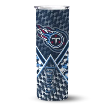 Tennessee Titans Skinny Tumbler - Custom Monogram Burst Navy White