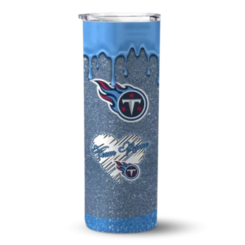 Tennessee Titans Skinny Tumbler - Custom Pixel Fade Navy