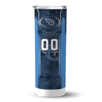Tennessee Titans Skinny Tumbler - Custom Stacked Diamond Navy