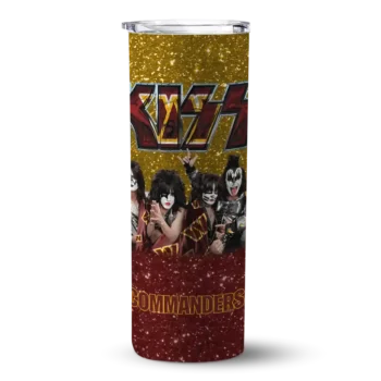 Washington Commanders Skinny Tumbler - Custom Kiss Band Gold