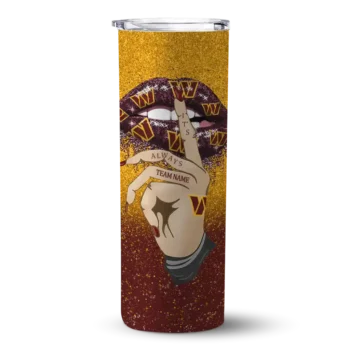 Washington Commanders Skinny Tumbler - Custom Sparkle Lips Burgundy