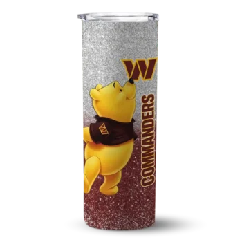 Washington Commanders Skinny Tumbler - Custom Winnie the Pooh Burgundy Gray
