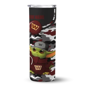 Washington Commanders Skinny Tumbler - Custom Yoda Camo Burgundy Black