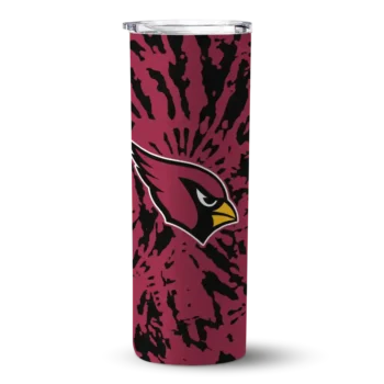 Customized Arizona Cardinals Metallic Grid Red Skinny Tumbler