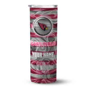 Customized Arizona Cardinals Patterned Waves Red Skinny Tumbler