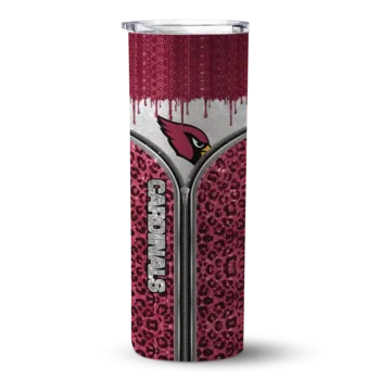 Customized Arizona Cardinals Sparkle Drip Red Skinny Tumbler