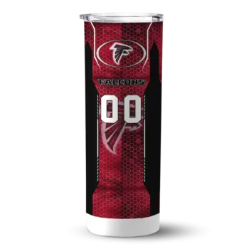 Customized Atlanta Falcons Stacked Diamond Red Skinny Tumbler