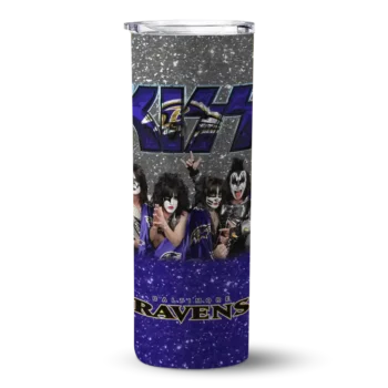 Customized Baltimore Ravens Kiss Band Black Skinny Tumbler