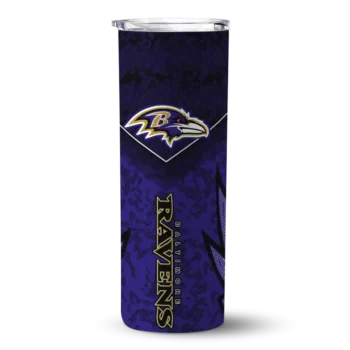 Customized Baltimore Ravens Spiral Burst Print Purple Skinny Tumbler