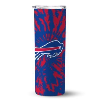 Customized Buffalo Bills Metallic Grid Blue Skinny Tumbler