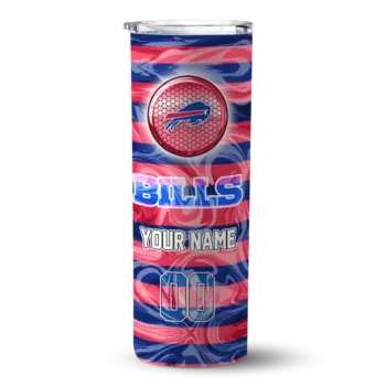 Customized Buffalo Bills Patterned Waves Blue Skinny Tumbler