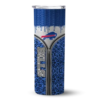 Customized Buffalo Bills Sparkle Drip Blue Skinny Tumbler