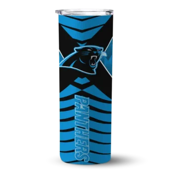 Customized Carolina Panthers Camo Texture Blue Skinny Tumbler