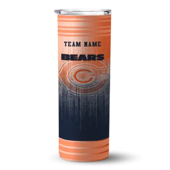 Customized Chicago Bears Swirl Texture Blue Skinny Tumbler