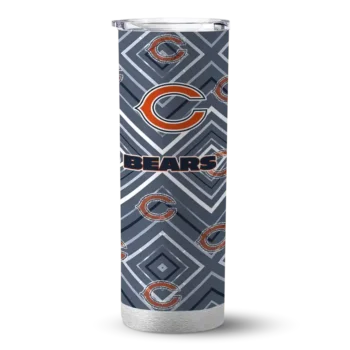 Customized Chicago Bears Zipper Leopard Blue Skinny Tumbler