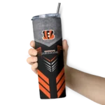 customized-cincinnati-bengals-hexagon-honeycomb-orange-black-skinny-tumbler-best-selling.webp