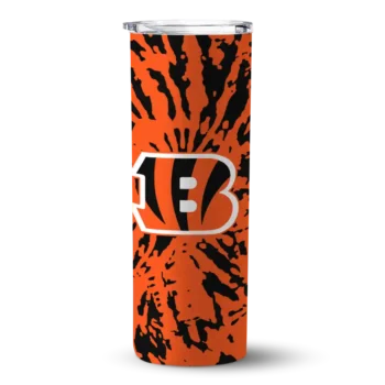 Customized Cincinnati Bengals Metallic Grid Orange Skinny Tumbler
