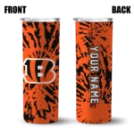 customized-cincinnati-bengals-metallic-grid-orange-skinny-tumbler-best-selling.webp
