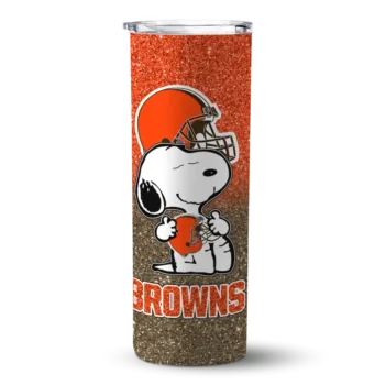 Customized Cleveland Browns Snoopy Attitude Brown Skinny Tumbler