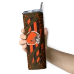 customized-cleveland-browns-star-pop-brown-black-skinny-tumbler-best-selling.webp