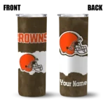 customized-cleveland-browns-torn-band-brown-white-skinny-tumbler-best-selling.webp