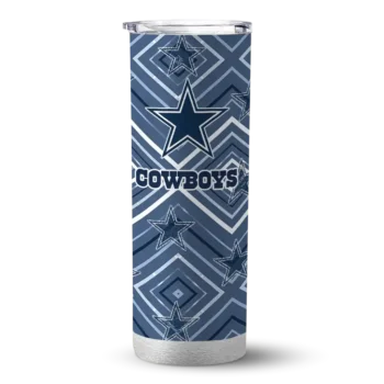Customized Dallas Cowboys Zipper Leopard Blue Skinny Tumbler