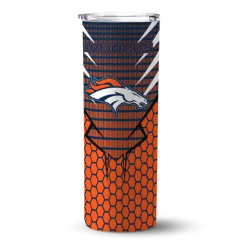 Customized Denver Broncos Chevron Stripes Orange Skinny Tumbler