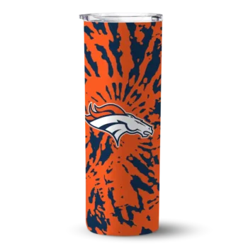 Customized Denver Broncos Metallic Grid Orange Skinny Tumbler