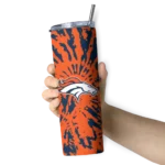 customized-denver-broncos-metallic-grid-orange-skinny-tumbler-best-selling.webp