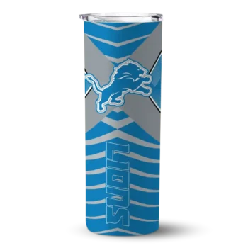 Customized Detroit Lions Camo Texture Blue Skinny Tumbler