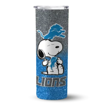 Customized Detroit Lions Snoopy Attitude Blue Skinny Tumbler